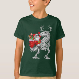 Camiseta Navidades Santa Riding Dinosaur Deer Xmas