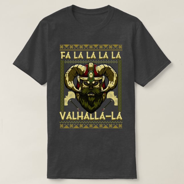 Camiseta Navidades Santa Viking Fa La La La Valhalla (Diseño del anverso)