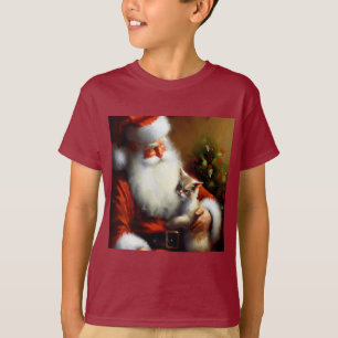 Camiseta Navidades Santa y un gato 3