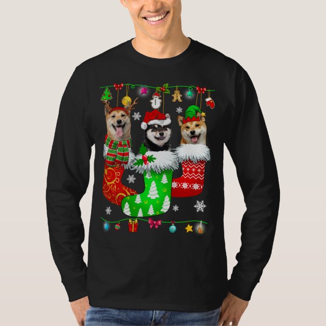 Camiseta Navidades Saquean A Pajama Shiba Inu Perro Perro P (Anverso)