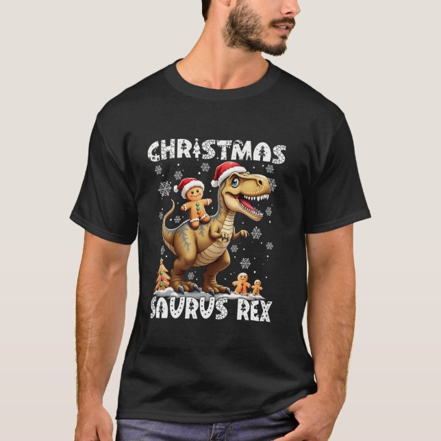 Camiseta Navidades Saurus Rex Gingerbread Man Cookie Dinosa (Anverso)