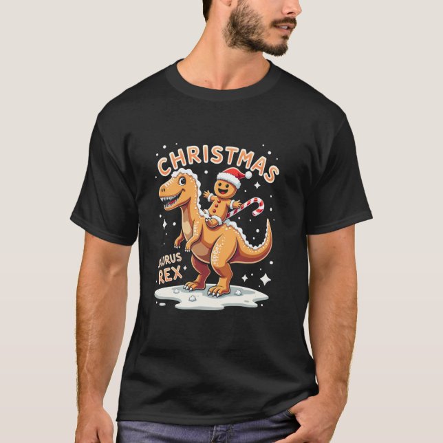 Camiseta Navidades Saurus Rex Gingerbread Man T Rex Cookie (Anverso)