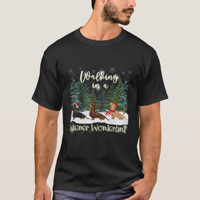 Camiseta Navidades Sausage Dog Weiner Diseña Adultos Unisex (Anverso)