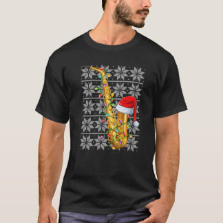 Camiseta Navidades Saxofónicos Encenden Santa Hat Saxofón U