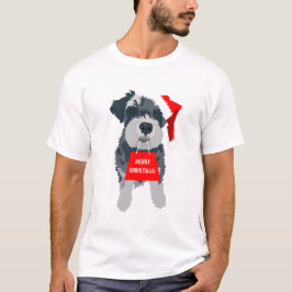 Camiseta Navidades Schnauzer Dog Santa Hat T-Shirt