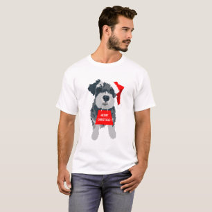 Camiseta Navidades Schnauzer Dog Santa Hat T-Shirt