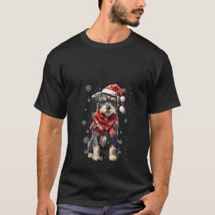 Camiseta Navidades Schnauzer Puppy Ilustracion Scarf Santa