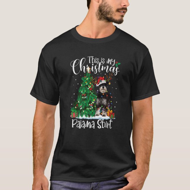 Camiseta Navidades Schnauzer Reindeer Pajama Perro Xmas 1 (Anverso)