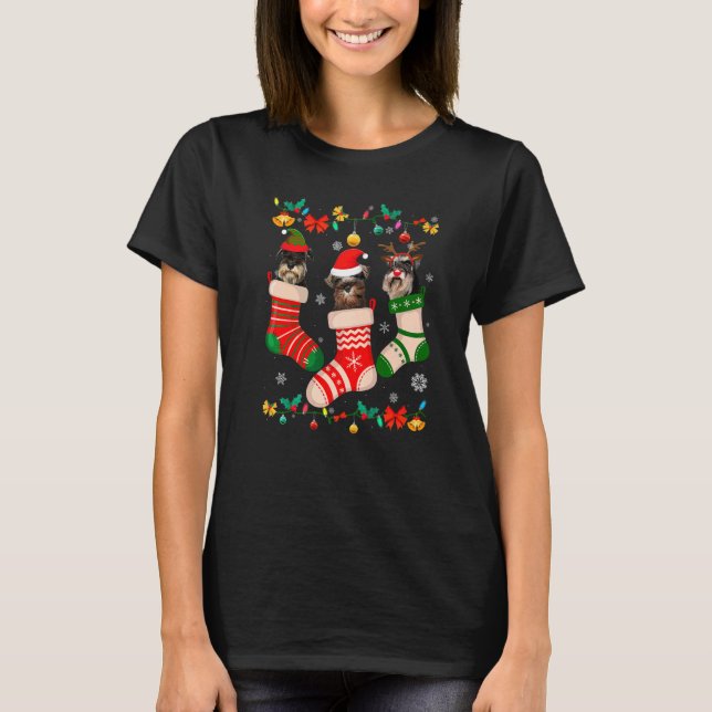 Camiseta Navidades Schnauzer Sock Xmas Reindeer Santa ELF D (Anverso)