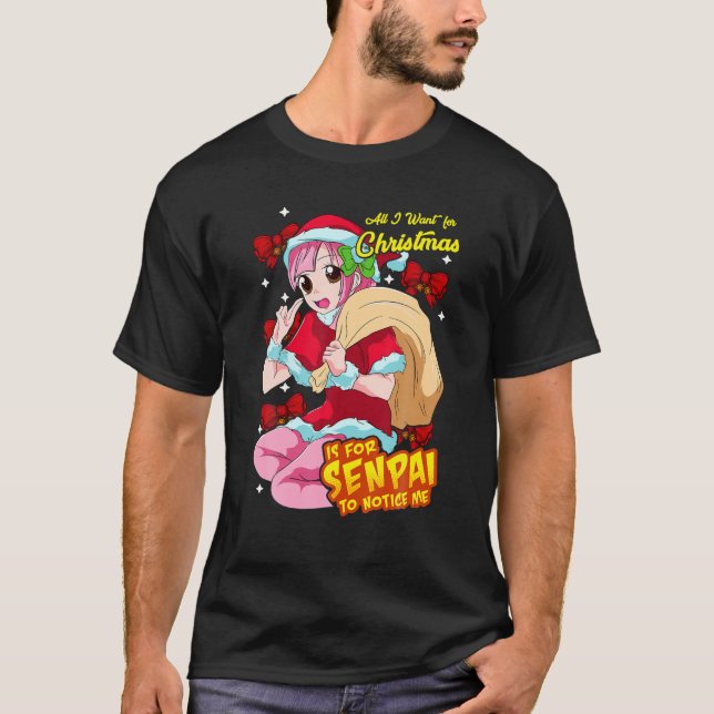 Camiseta Navidades Senpai Anime Chica (Anverso)
