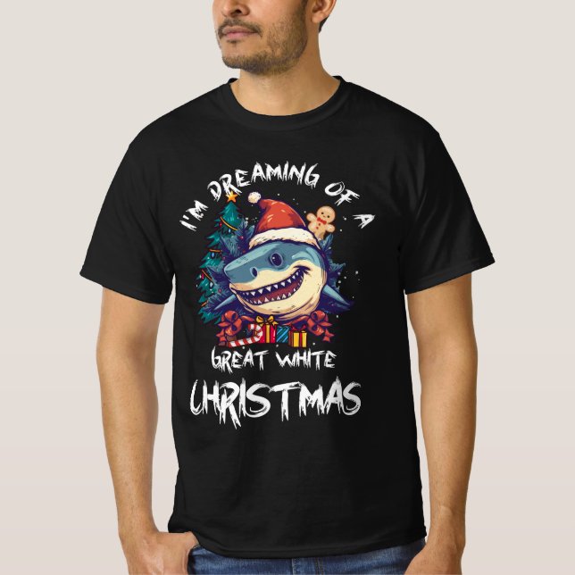Camiseta Navidades Shark Santa Hat Xmas Santa Jaws Gracioso (Anverso)