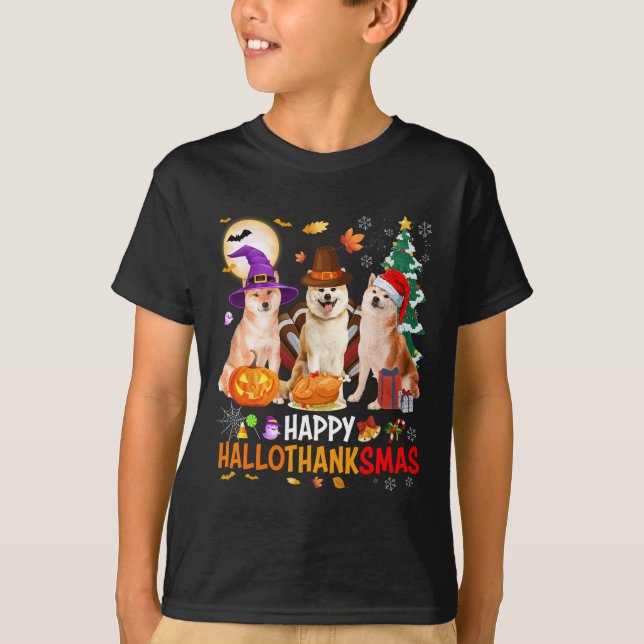 Camiseta Navidades Shiba Inu Santa Halloween Happy Hallotha (Anverso)