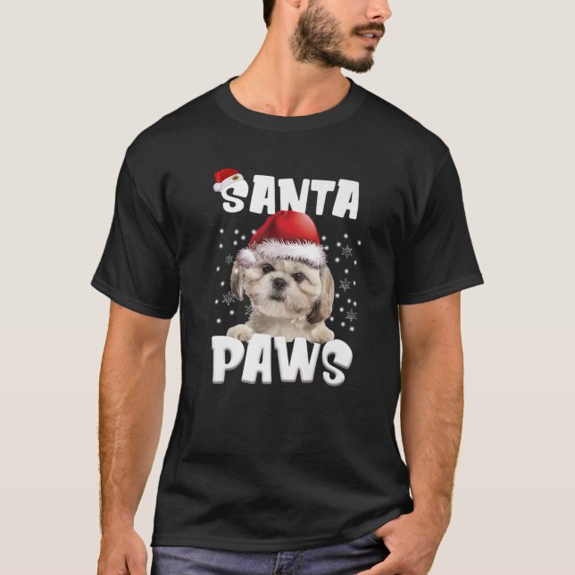 Camiseta Navidades Shih Tzu graciosos iluminan a un perro d (Anverso)