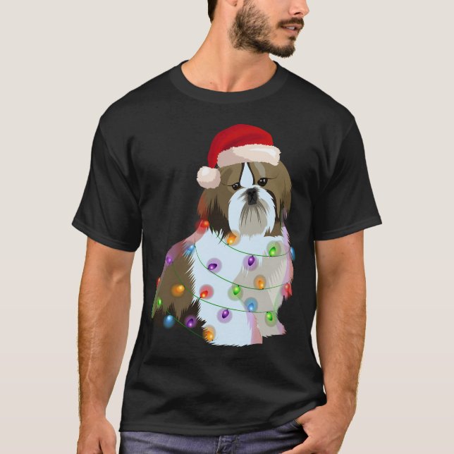 Camiseta Navidades Shih Tzu iluminan a amante de perro de N (Anverso)