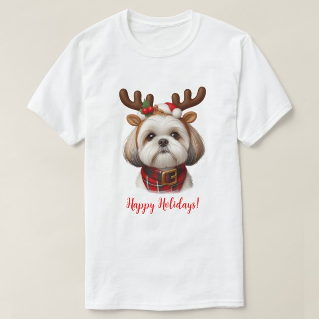 Camiseta Navidades Shih Tzu Reindeer (Diseño del anverso)