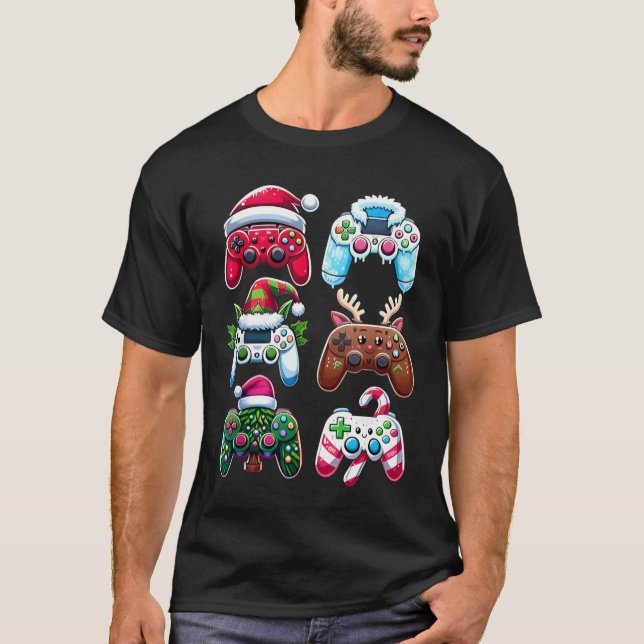 Camiseta Navidades Shirt Santa Elf Gaming Controllers Gamer (Anverso)