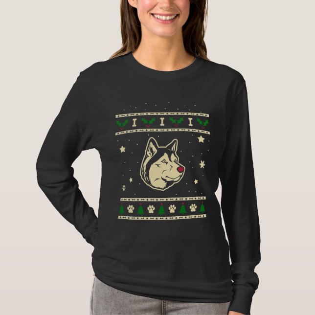Camiseta Navidades Siberian Husky Dog (Anverso)