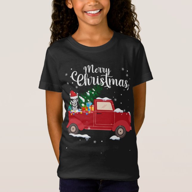 Camiseta Navidades siberianos de Husky Dog viajando en cami (Anverso)