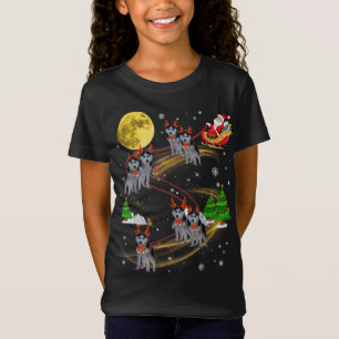 Camiseta Navidades siberianos de renos Husky montando Santa