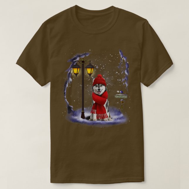 Camiseta Navidades siberianos Husky Santa Nieve iluminan el (Diseño del anverso)