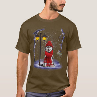 Camiseta Navidades siberianos Husky Santa Nieve iluminan el