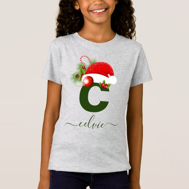 Camiseta Navidades simples de monogramas personalizados por (Anverso)