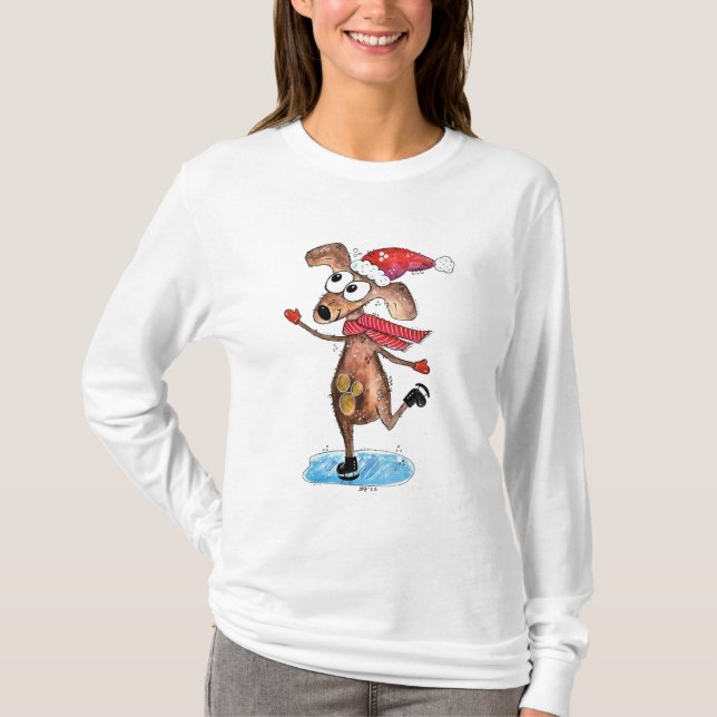Camiseta Navidades singulares haciendo patines de hielo (Anverso)