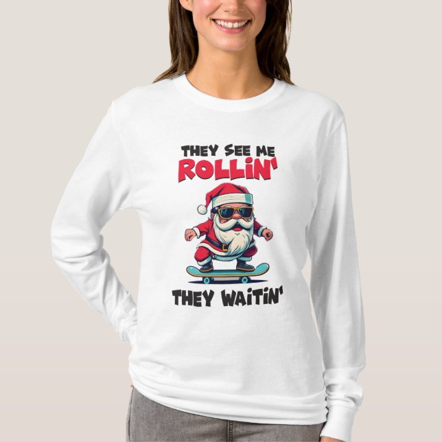 Camiseta Navidades Skateboarding Santa (Anverso)