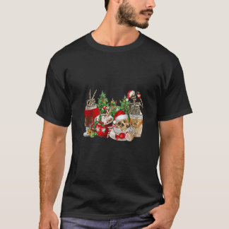 Camiseta Navidades Skeleton Café Cups Xmas Árbol Luces Pa