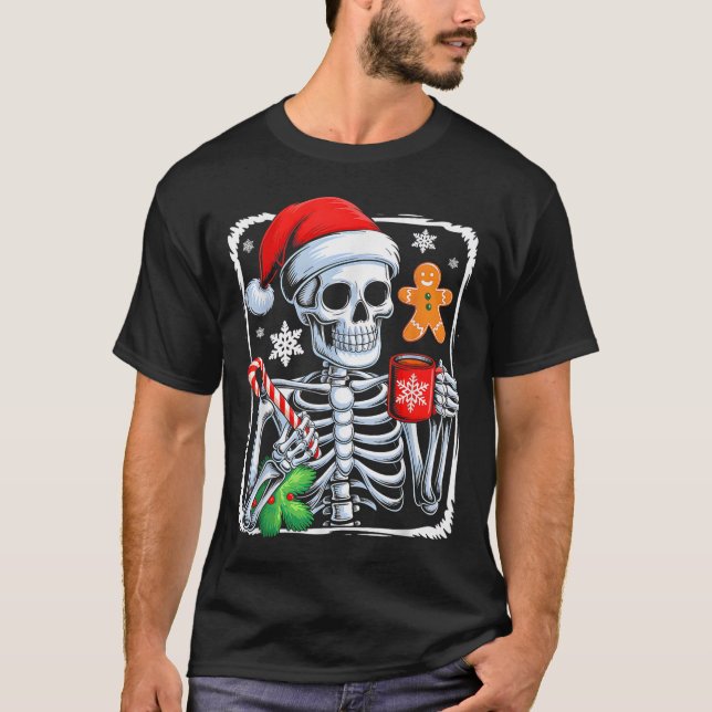 Camiseta Navidades Skeleton Chocolate caliente Noches diver (Anverso)