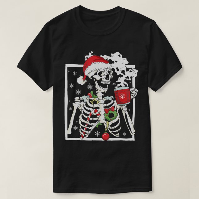 Camiseta Navidades Skeleton con Cof sonriente (Diseño del anverso)