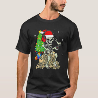 Camiseta Navidades Skeleton Gamer Pajama Familia de árboles