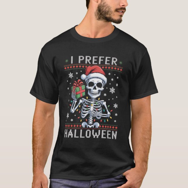 Camiseta Navidades Skeleton Prefiero La Fea Navidad De Hall (Anverso)