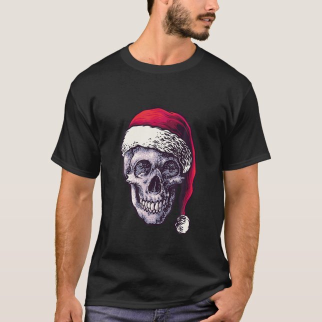 Camiseta Navidades Skull | Skeleton En Santa Hat | Horror E (Anverso)