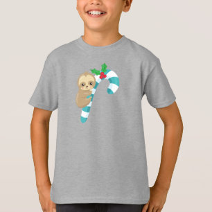 Camiseta Navidades Sloth, Corte Sloth, Candy Cane, Mistleto