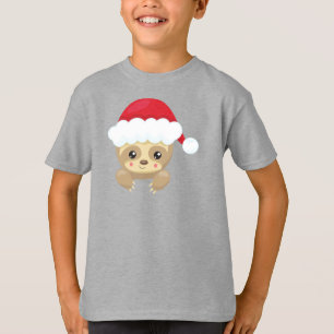 Camiseta Navidades Sloth, Corte Sloth, Santa Hat, Navidad