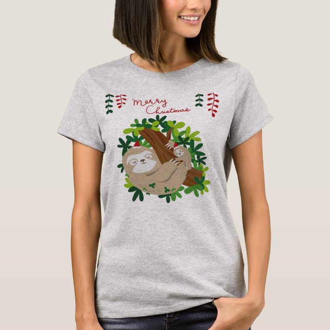 Camiseta Navidades Sloth Shirt | Merry Slothmas | (Anverso)