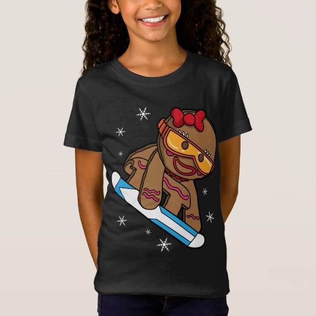 Camiseta Navidades Snowboard Gingerbread Chica (Anverso)