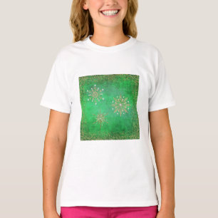 Camiseta Navidades Snowflakes Green & Gold Purpurina