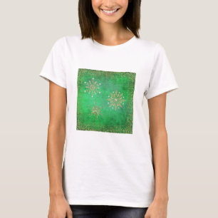 Camiseta Navidades Snowflakes Green & Gold Purpurina