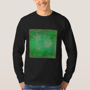 Camiseta Navidades Snowflakes Green & Gold Purpurina