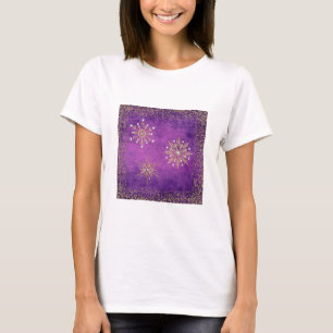 Camiseta Navidades Snowflakes Purple & Gold Purpurina