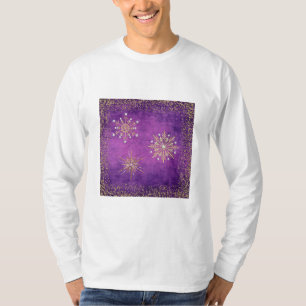 Camiseta Navidades Snowflakes Purple & Gold Purpurina
