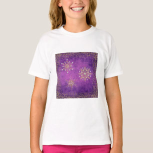 Camiseta Navidades Snowflakes Purple & Gold Purpurina