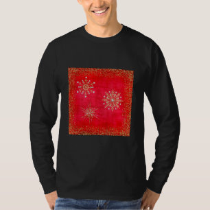 Camiseta Navidades Snowflakes Red & Gold Purpurina