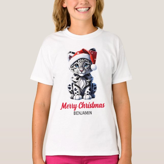 Camiseta Navidades Snowley Santa Cute de Leopardo de la Nie (Anverso)