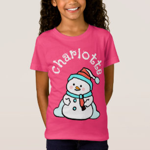 Camiseta Navidades Snowman Chicas de nombres personalizados