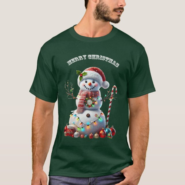 Camiseta Navidades Snowman con decoraciones navideñas URM (Anverso)