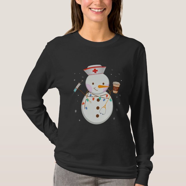 Camiseta Navidades Snowman Enfermera Médica del Equipo de e (Anverso)