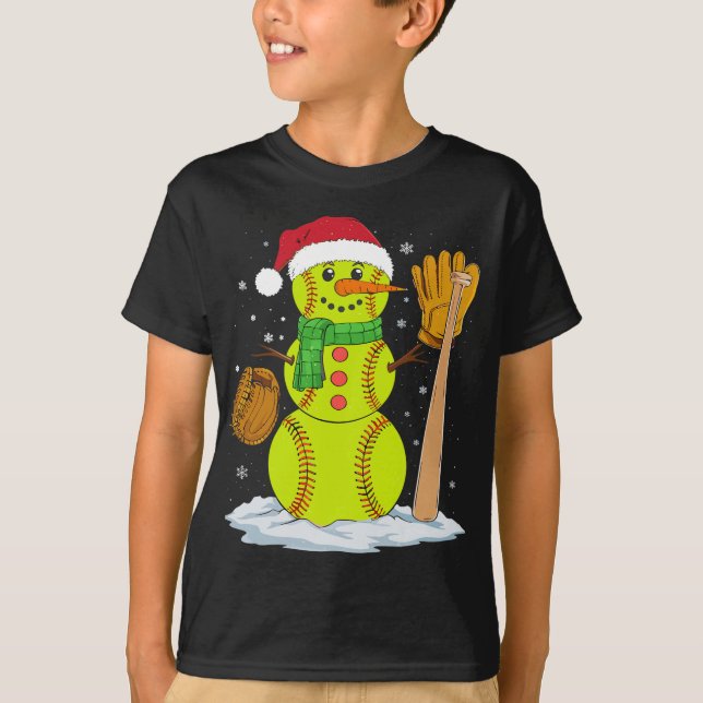 Camiseta Navidades Snowman Softball Pitcher Niños Adolescen (Anverso)
